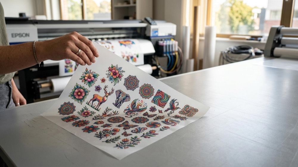 DTF gang sheet of custom transfers printed same-day in Tampa